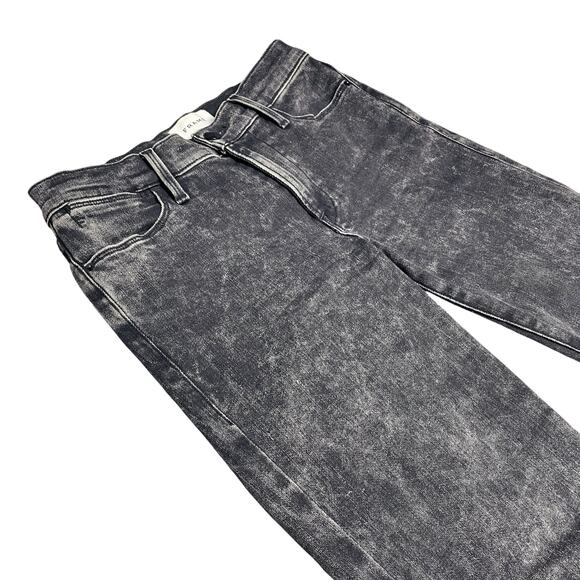 FRAME Le High Straight Raw Edge Jeans in Rockstar Acid-Washed Black Size 26 - Picture 3 of 9